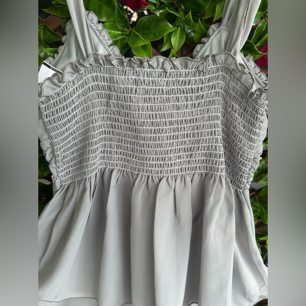 Gray Ruffled Flowy Top - Picture 9 of 10